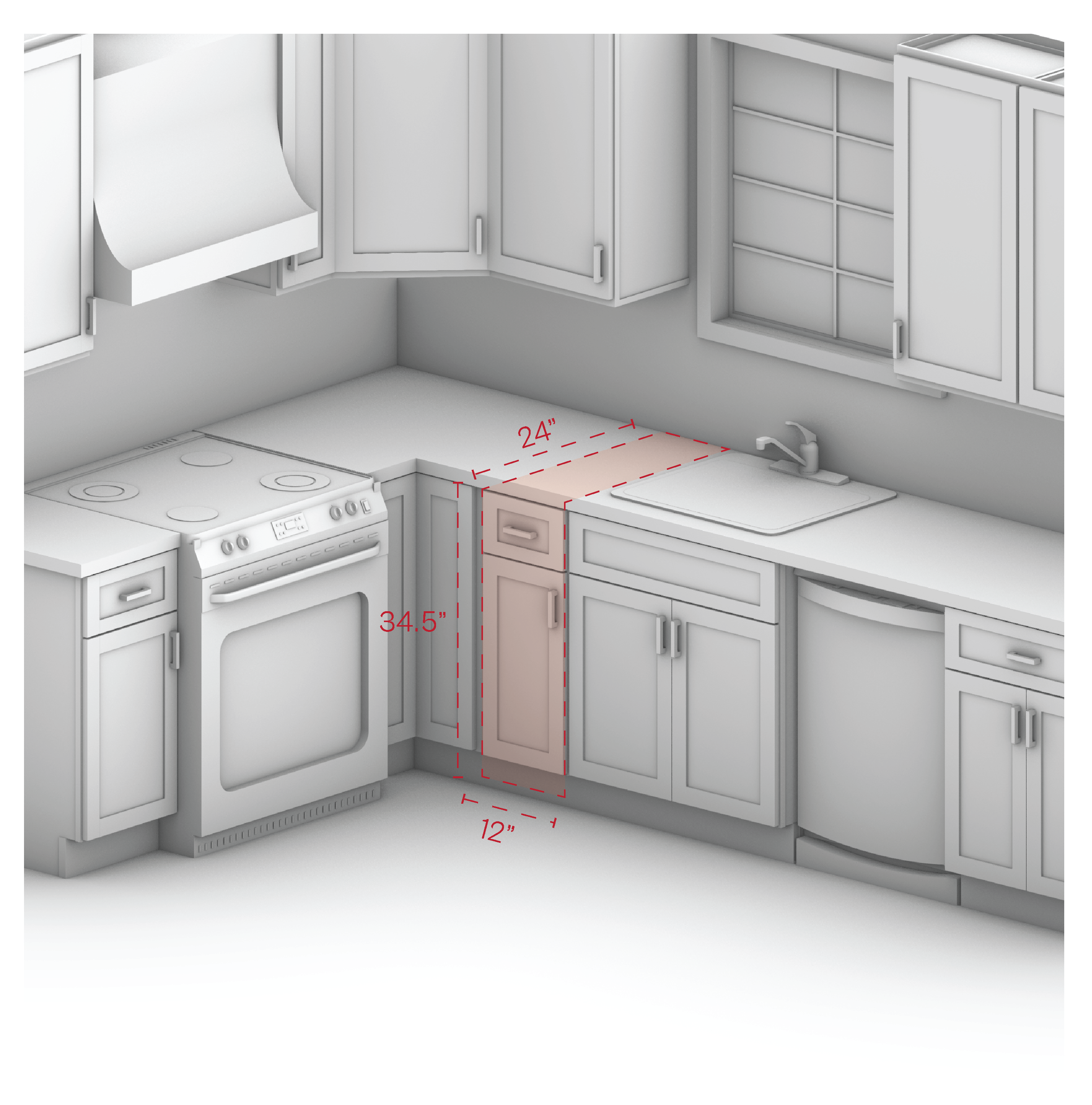 Base Cabinet 12" Width