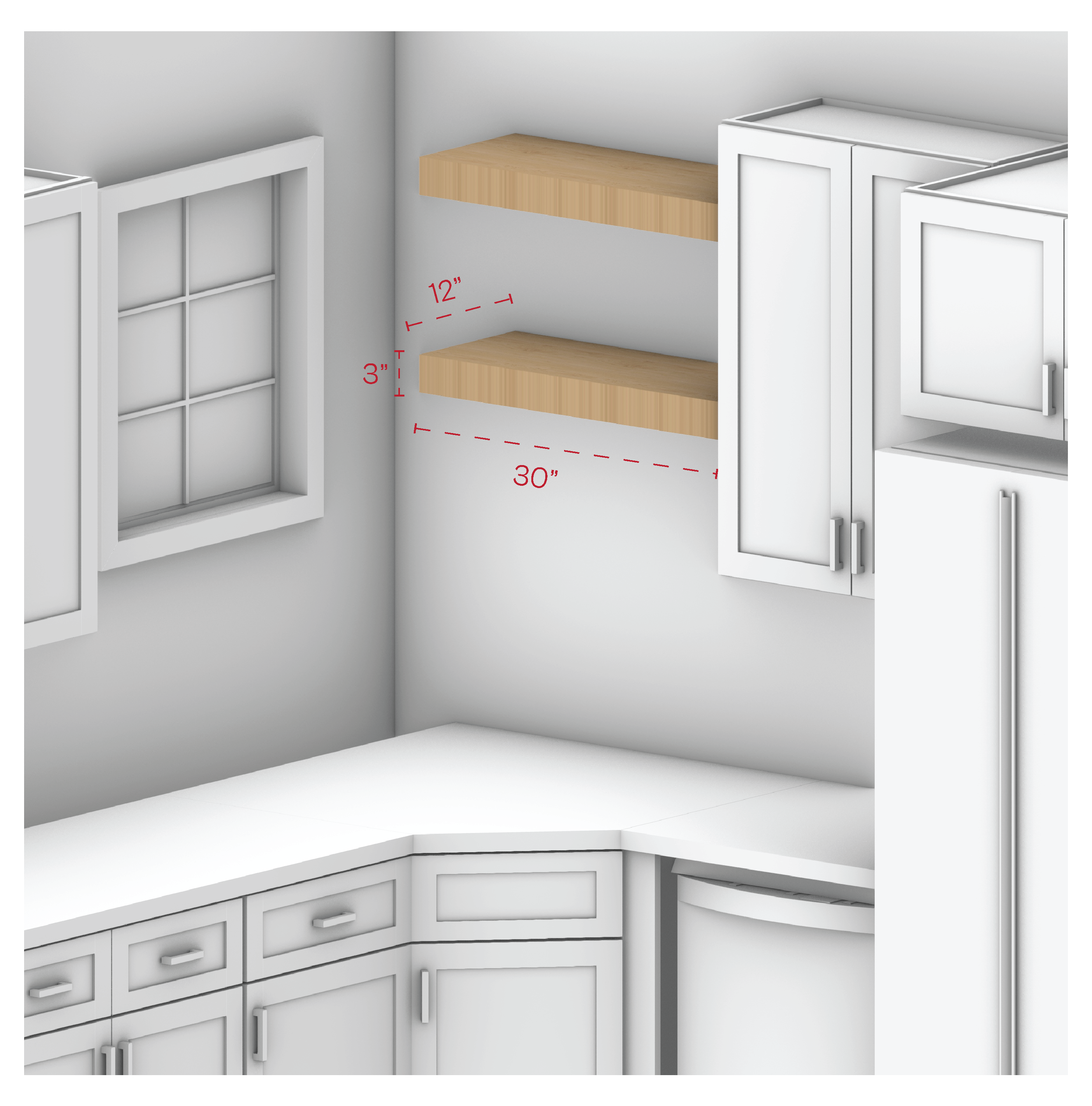 Birch Floating Shelf 30" Width