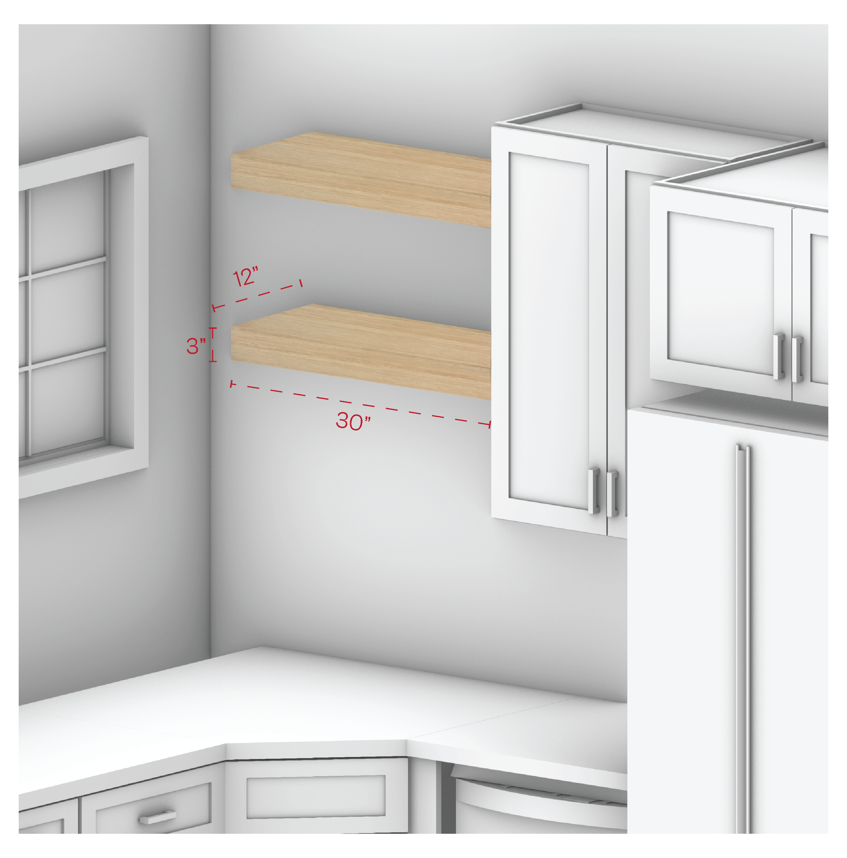 Oak Floating Shelf 30" Width