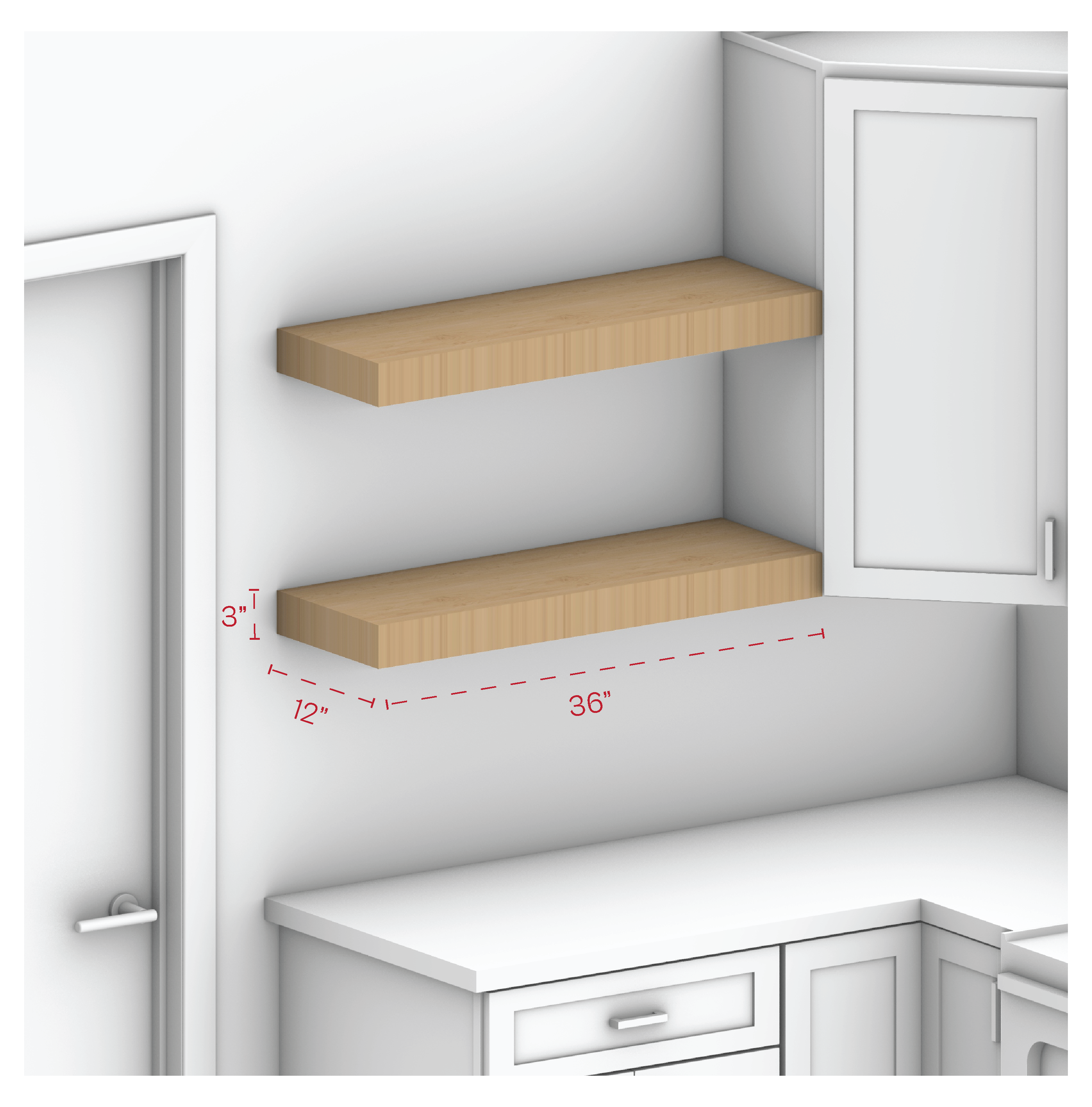 Birch Floating Shelf 36" Width