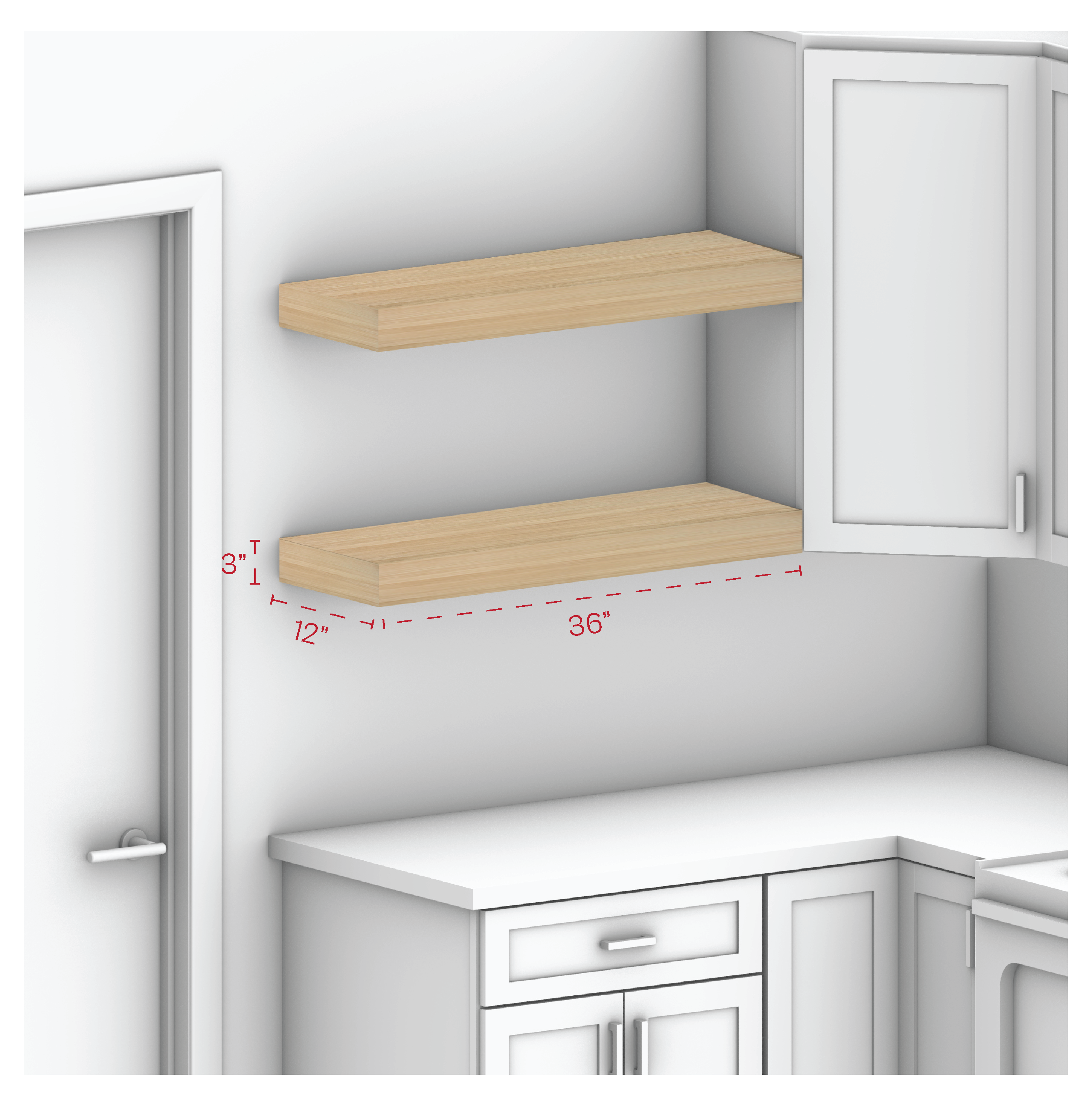 Oak Floating Shelf 36" Width