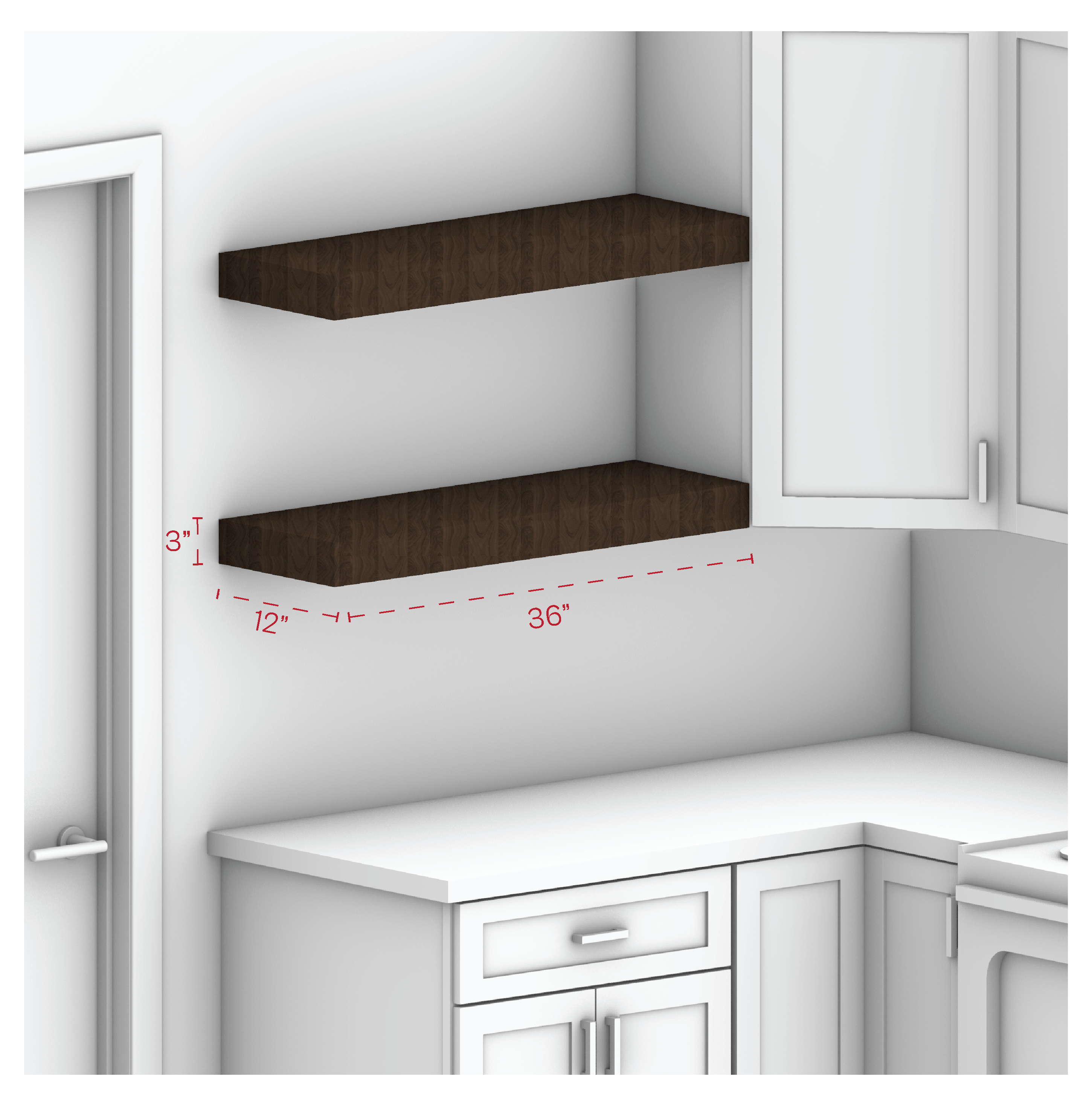 Walnut Floating Shelf 36" Width