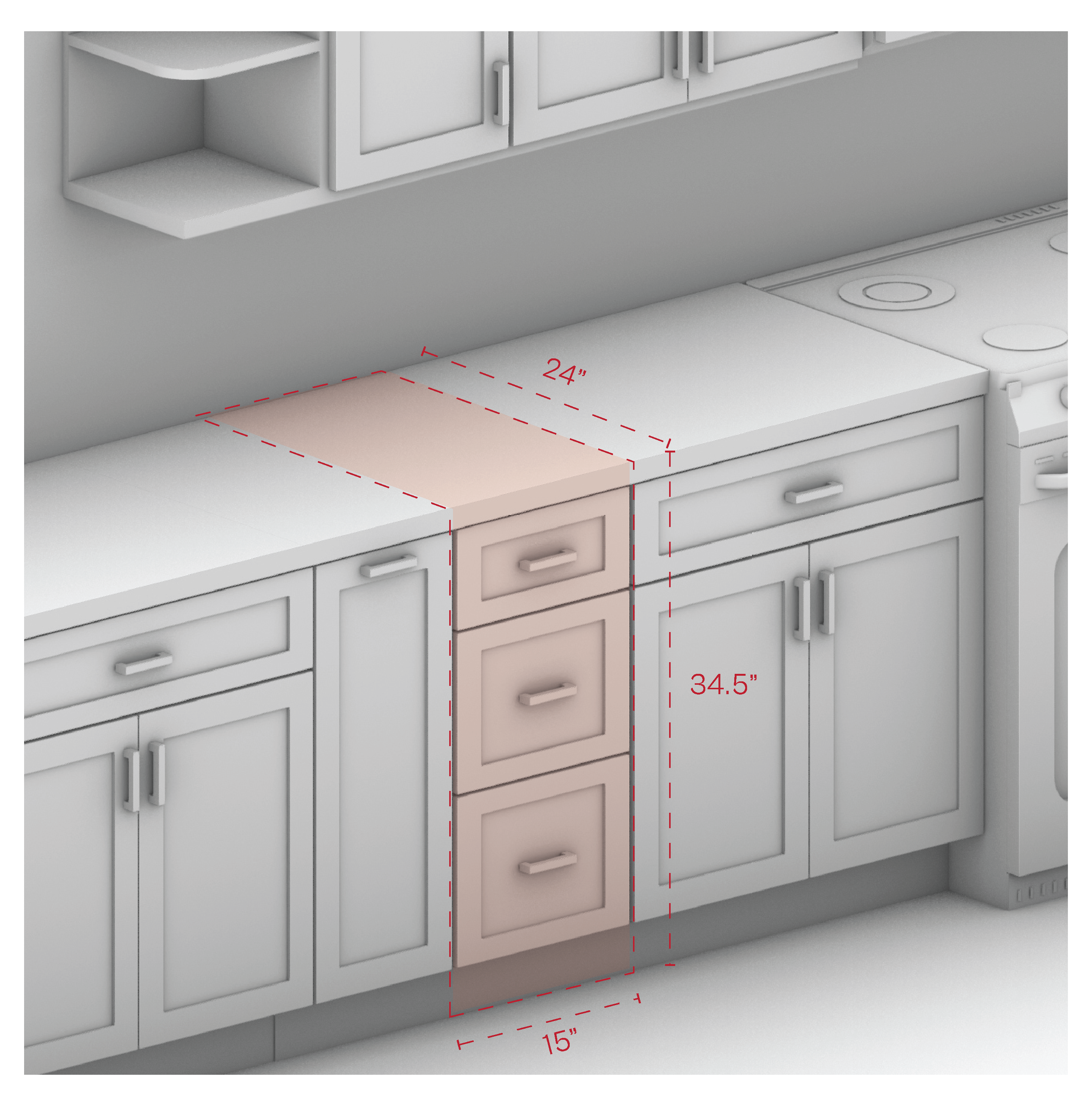 Drawer Base Cabinet 15" Width