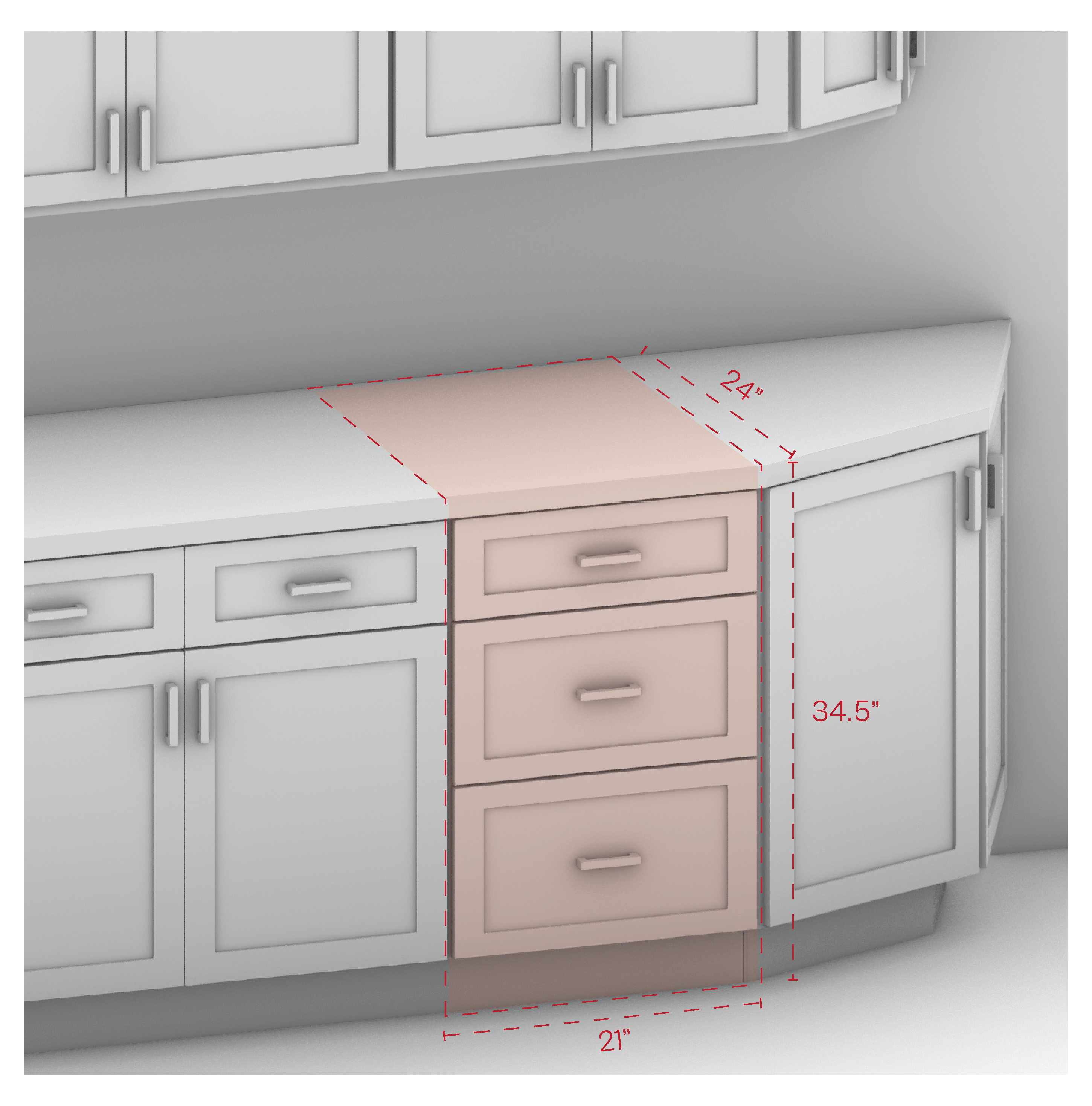 Drawer Base Cabinet 21" Width