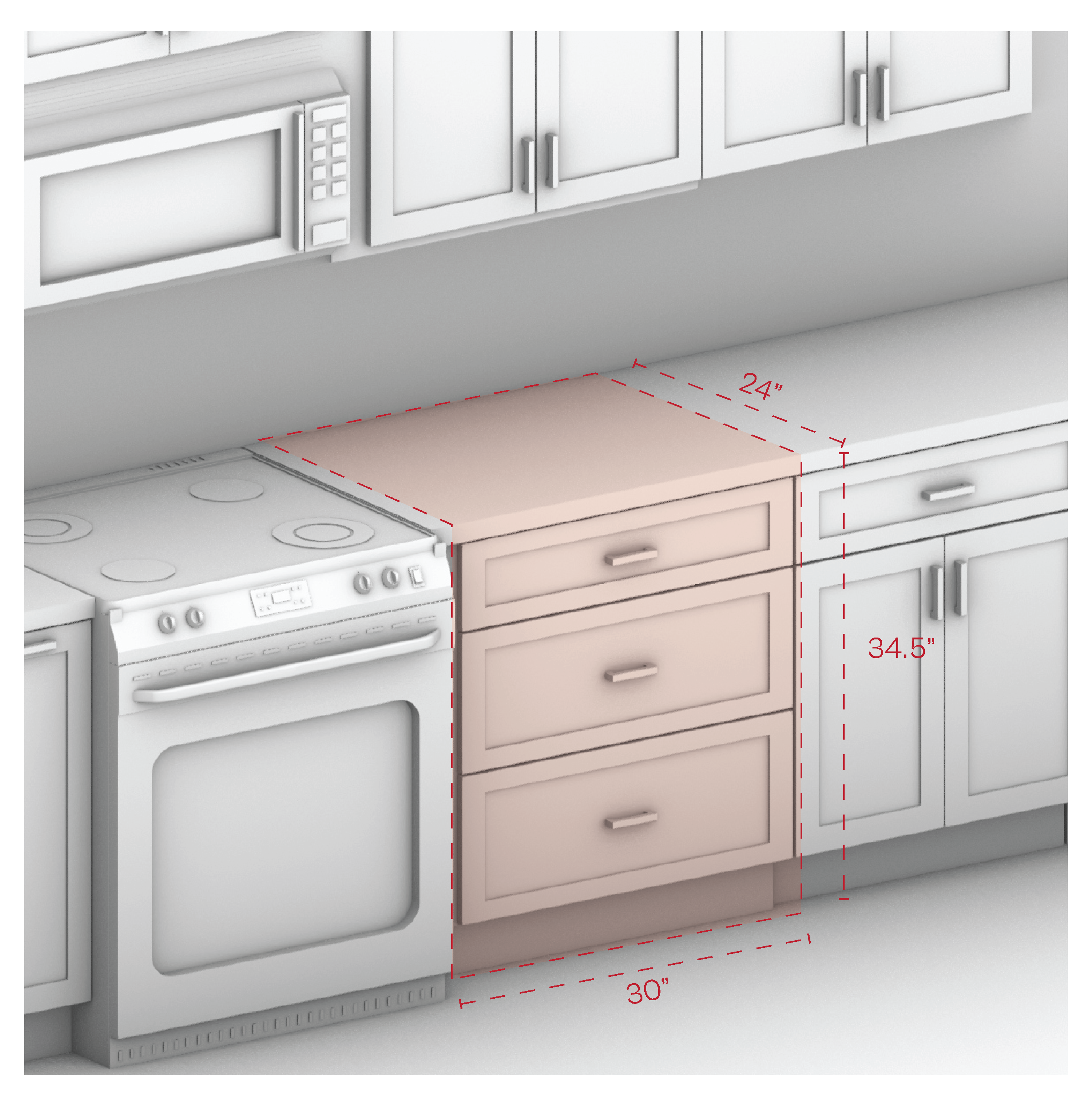 Drawer Base Cabinet 30" Width