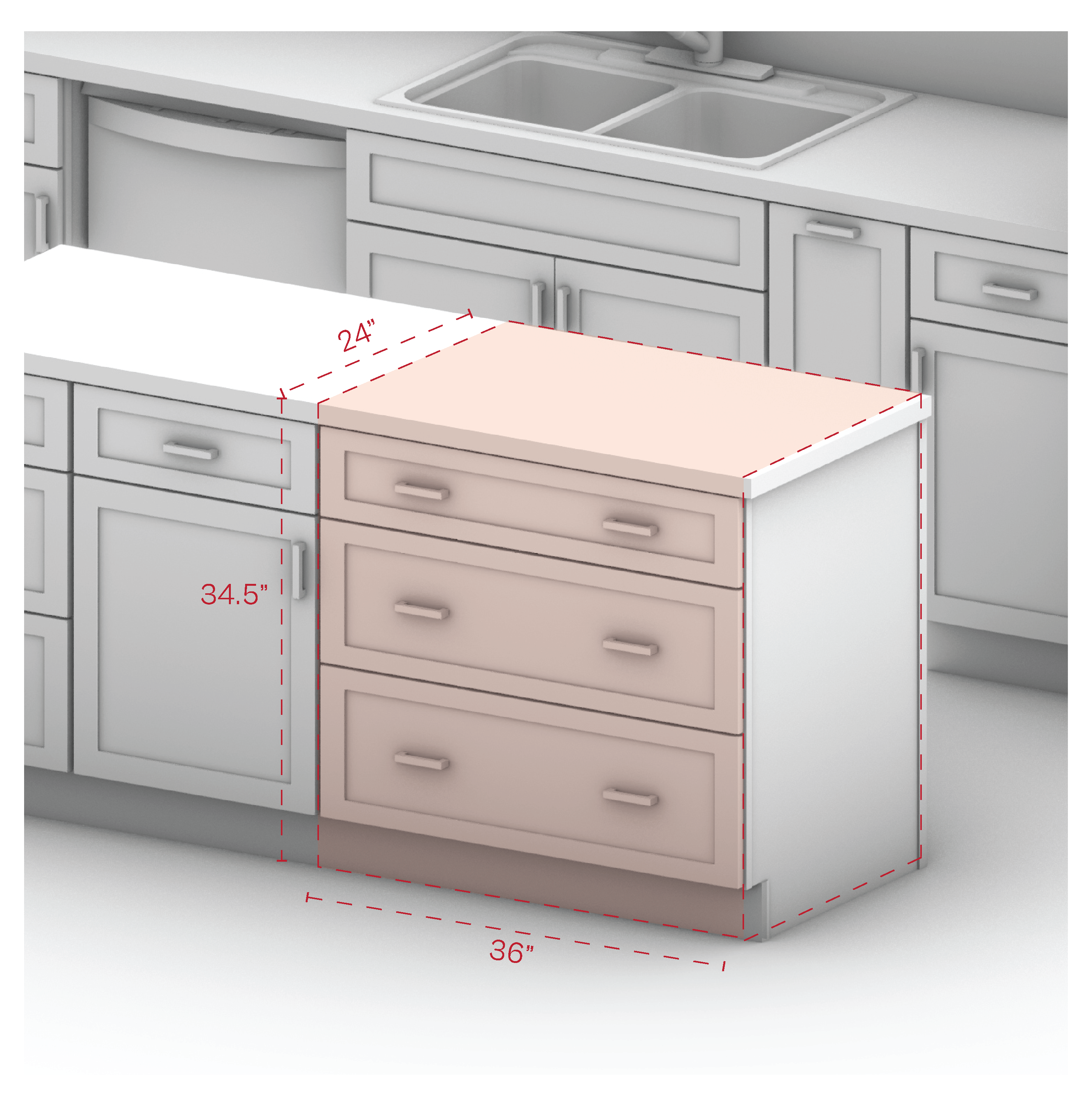 Drawer Base Cabinet 36" Width