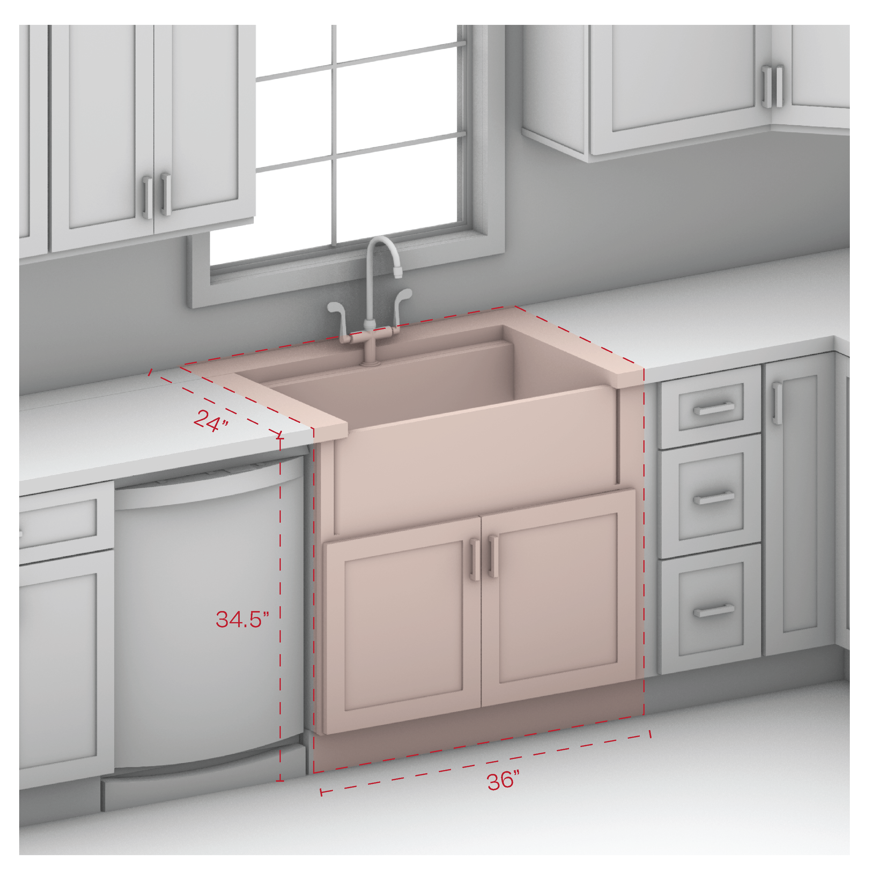 Farm Sink Base Cabinet 36" Width