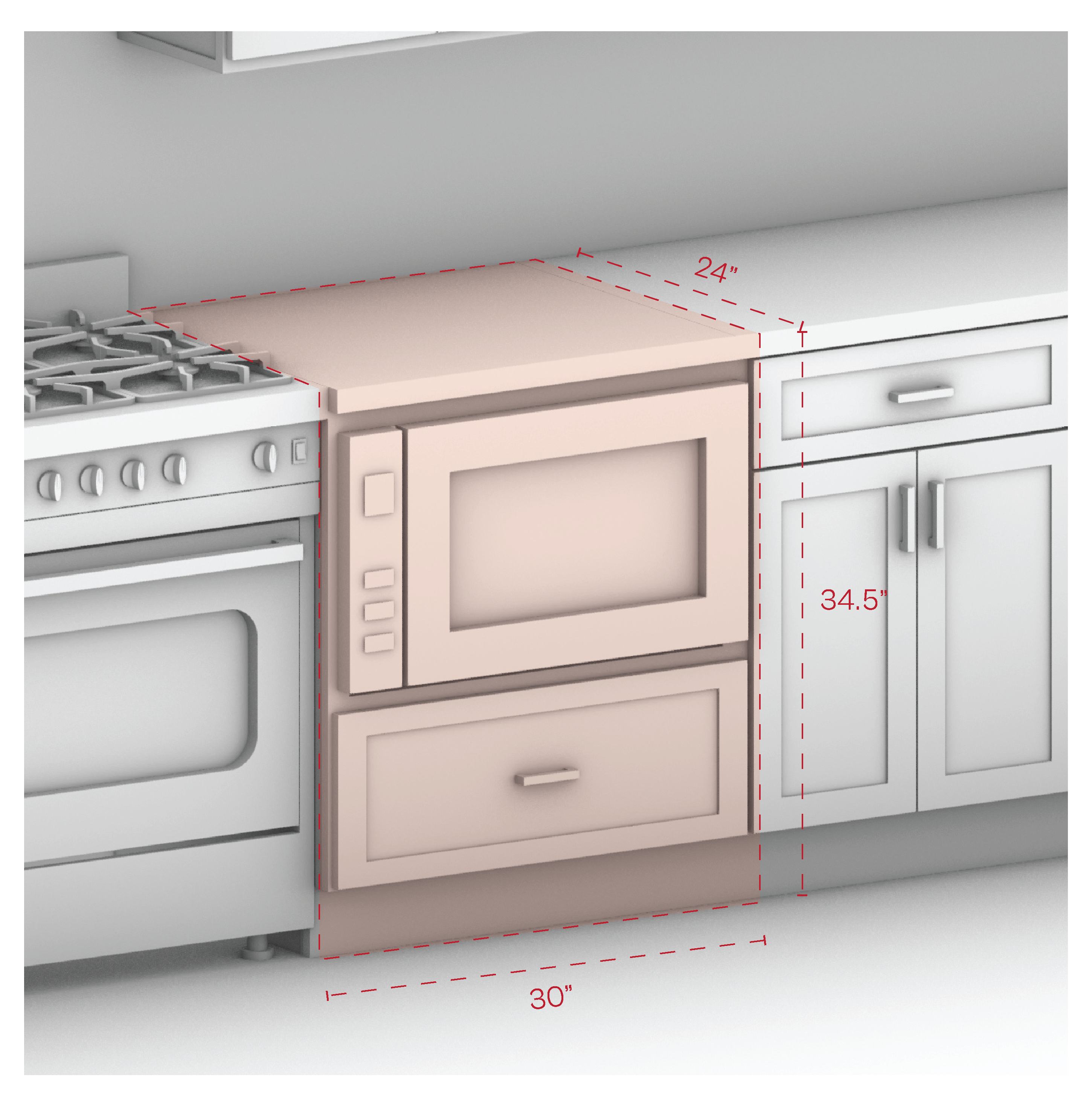 Microwave Drawer Base Cabinet 30" Width