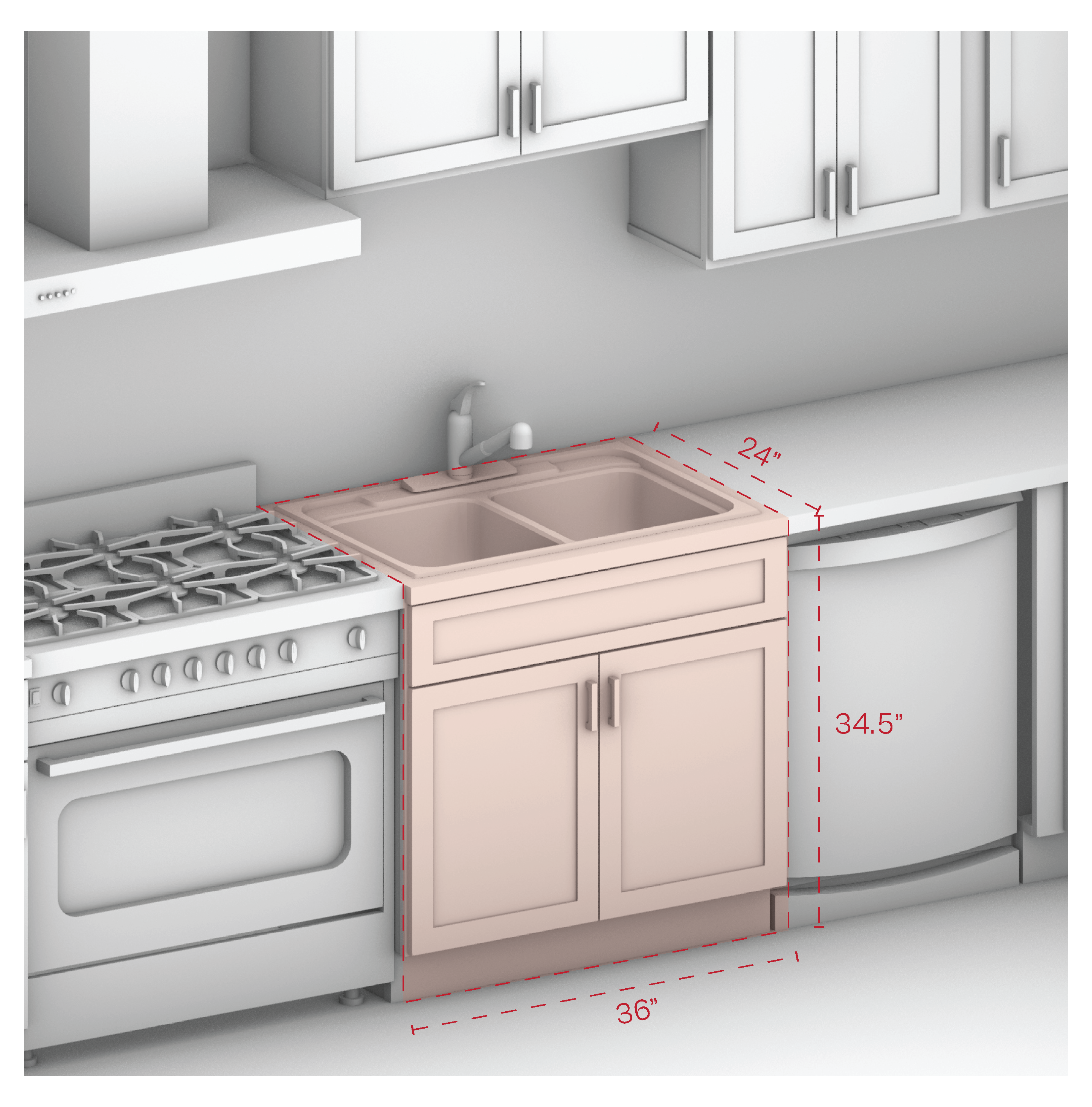 Sink Base Cabinet 36" Width