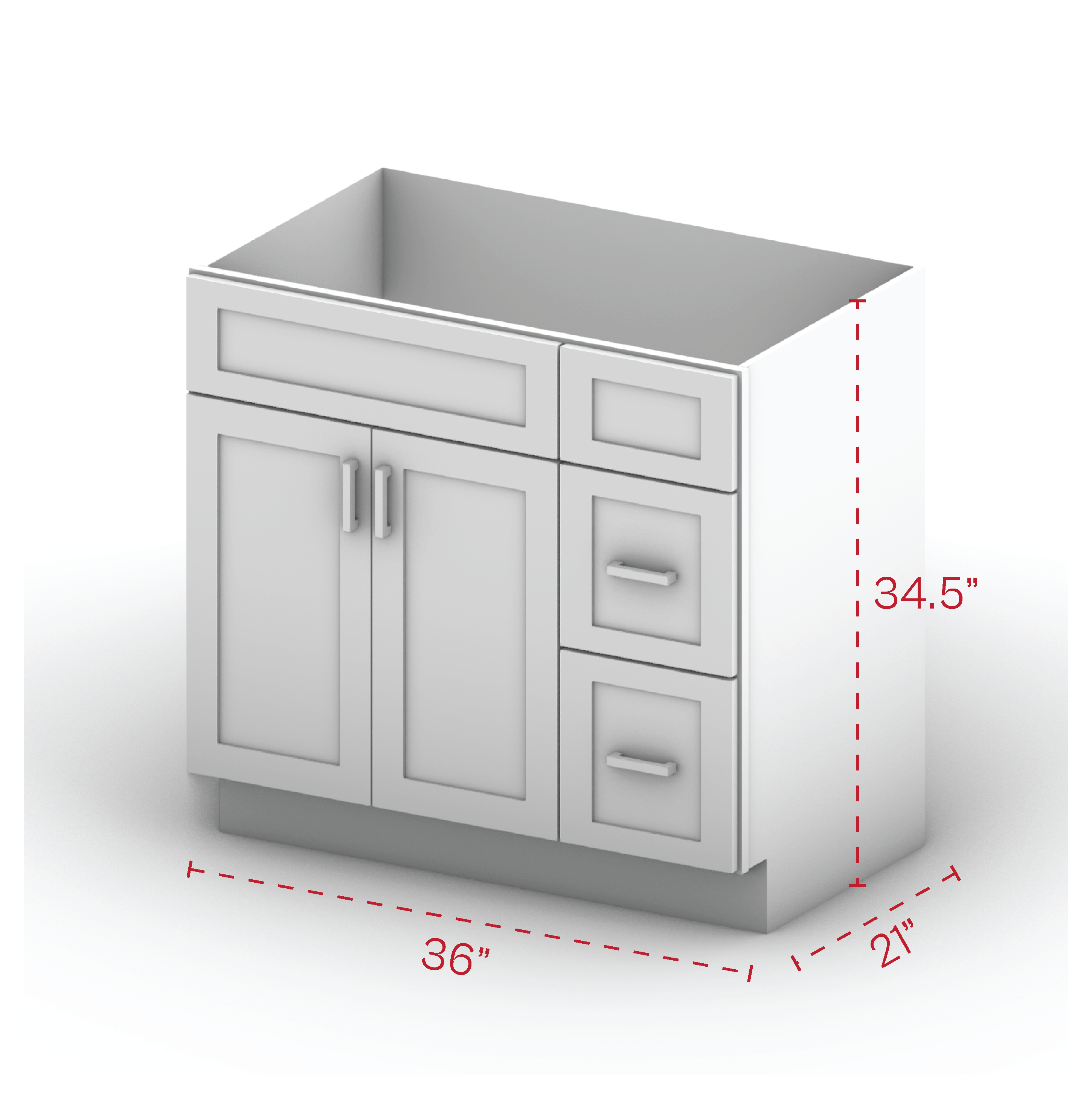 Vanity Sink Cabinets-2 Drawers 36" Width (R)