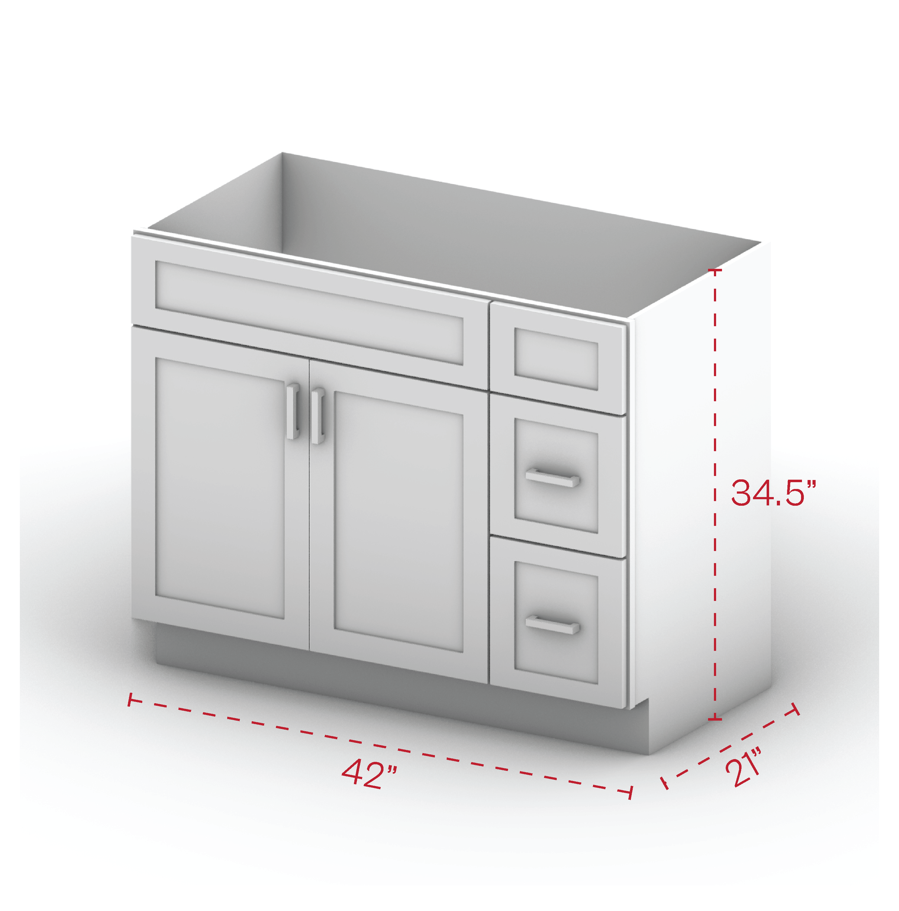 Vanity Sink Cabinets-2 Drawers 42" Width (R)