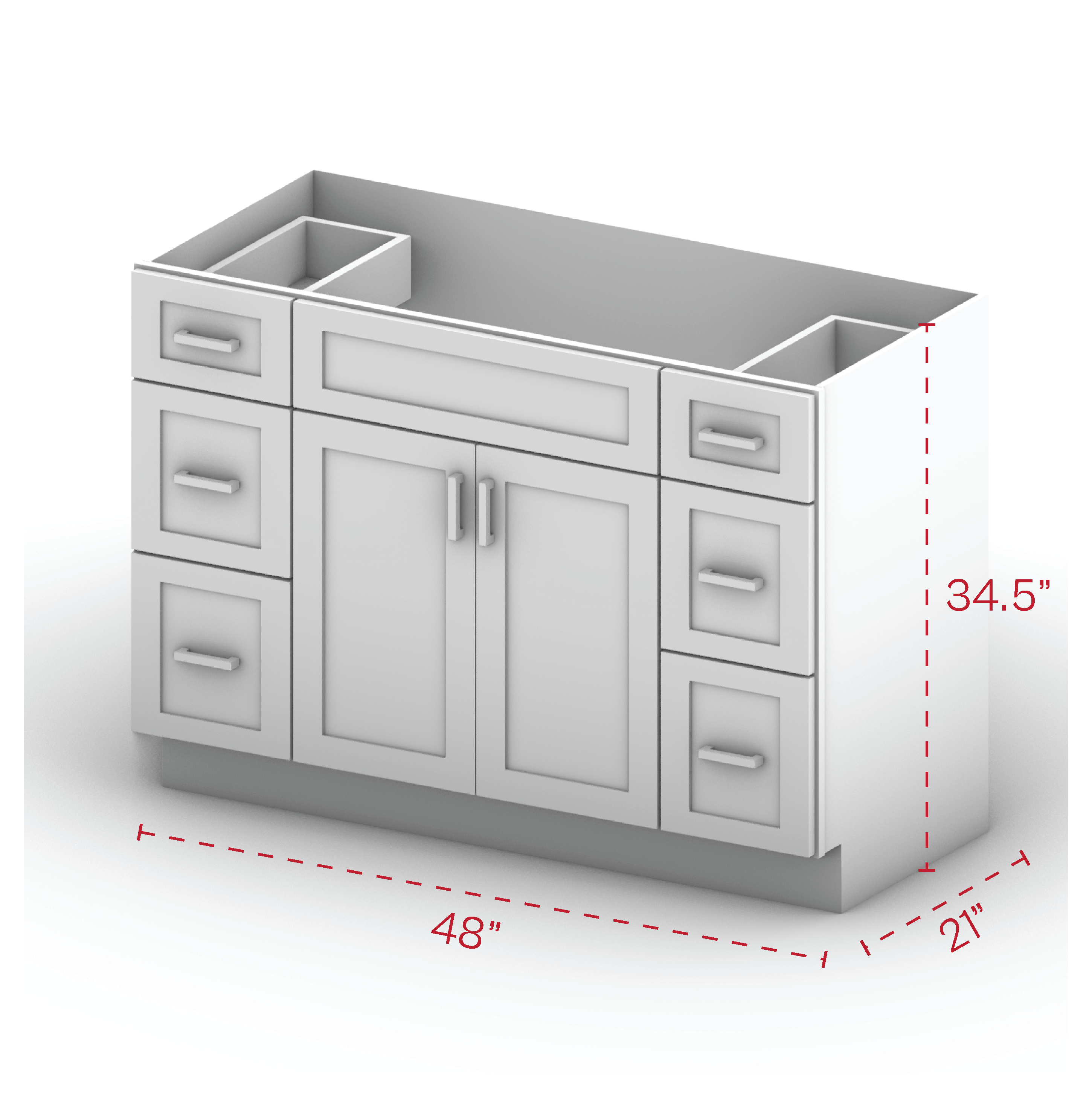 Vanity Sink Cabinets-6 Drawers 48" Width