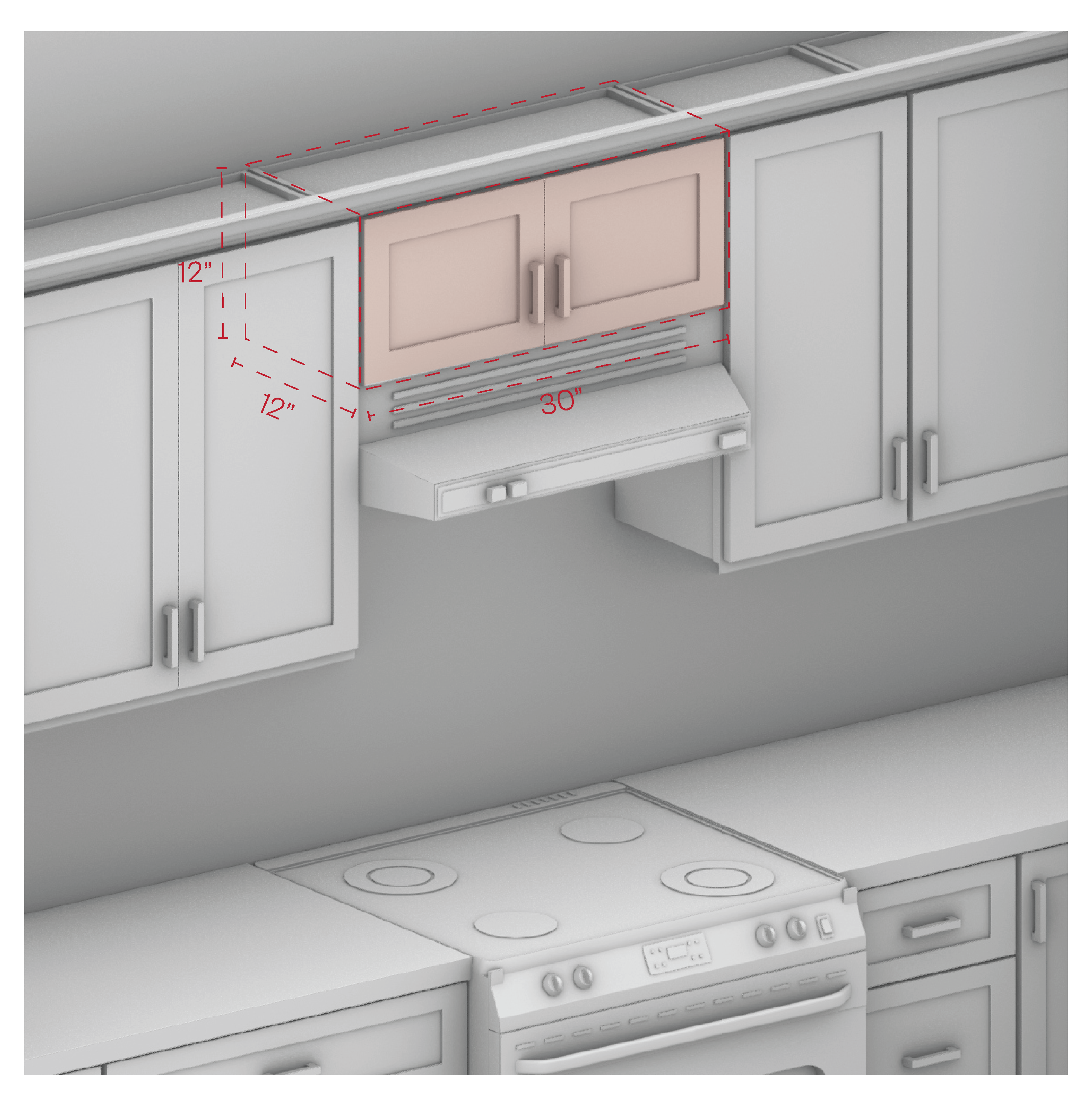 Wall Cabinet 30" Width 12" Height