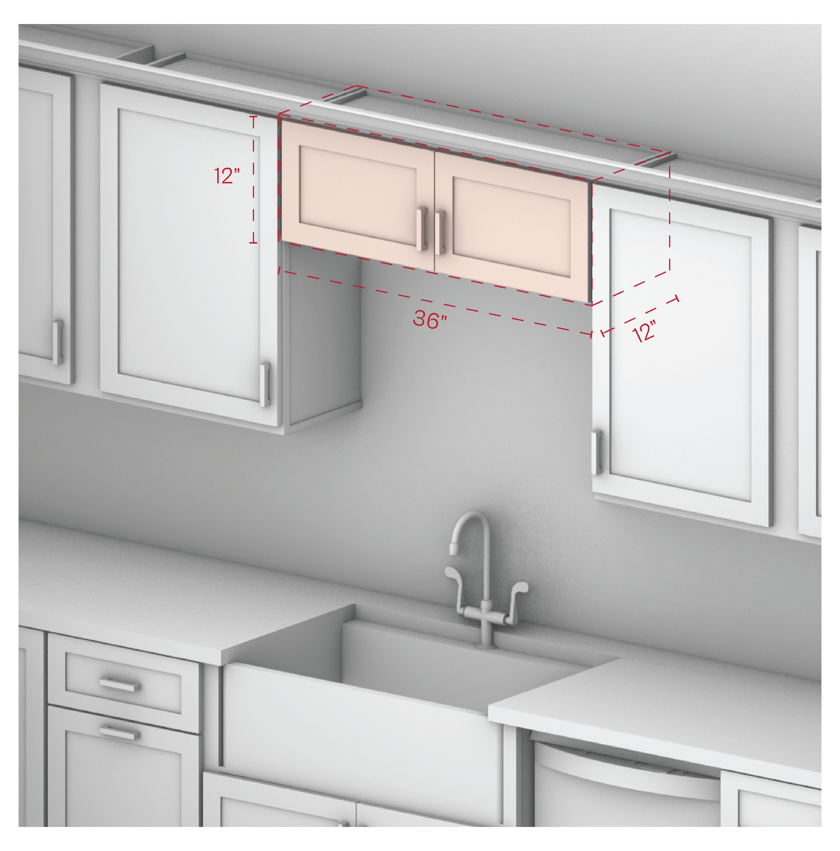 Wall Cabinet 36" Width 12" Height