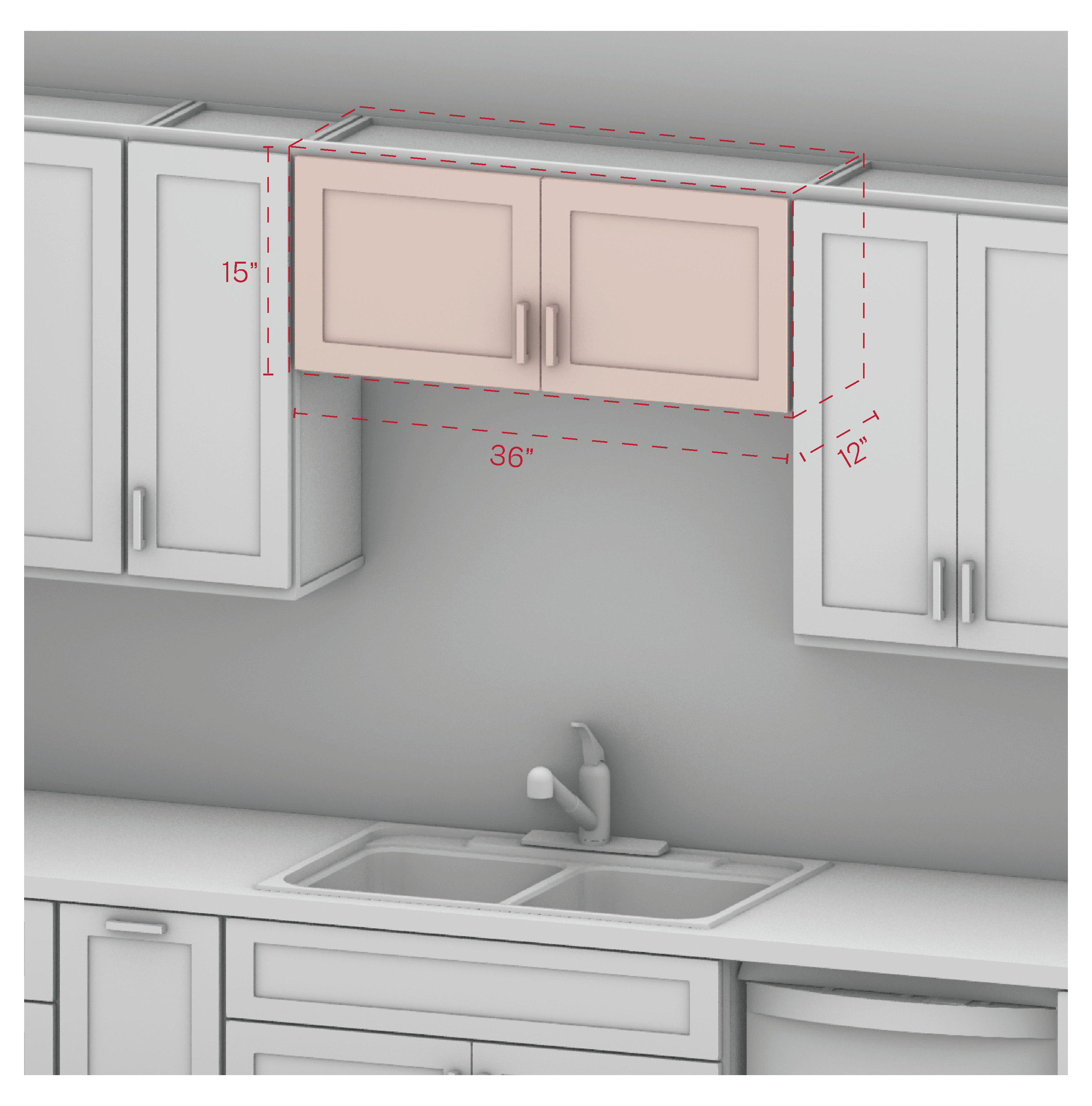 Wall Cabinet 36" Width 15" Height