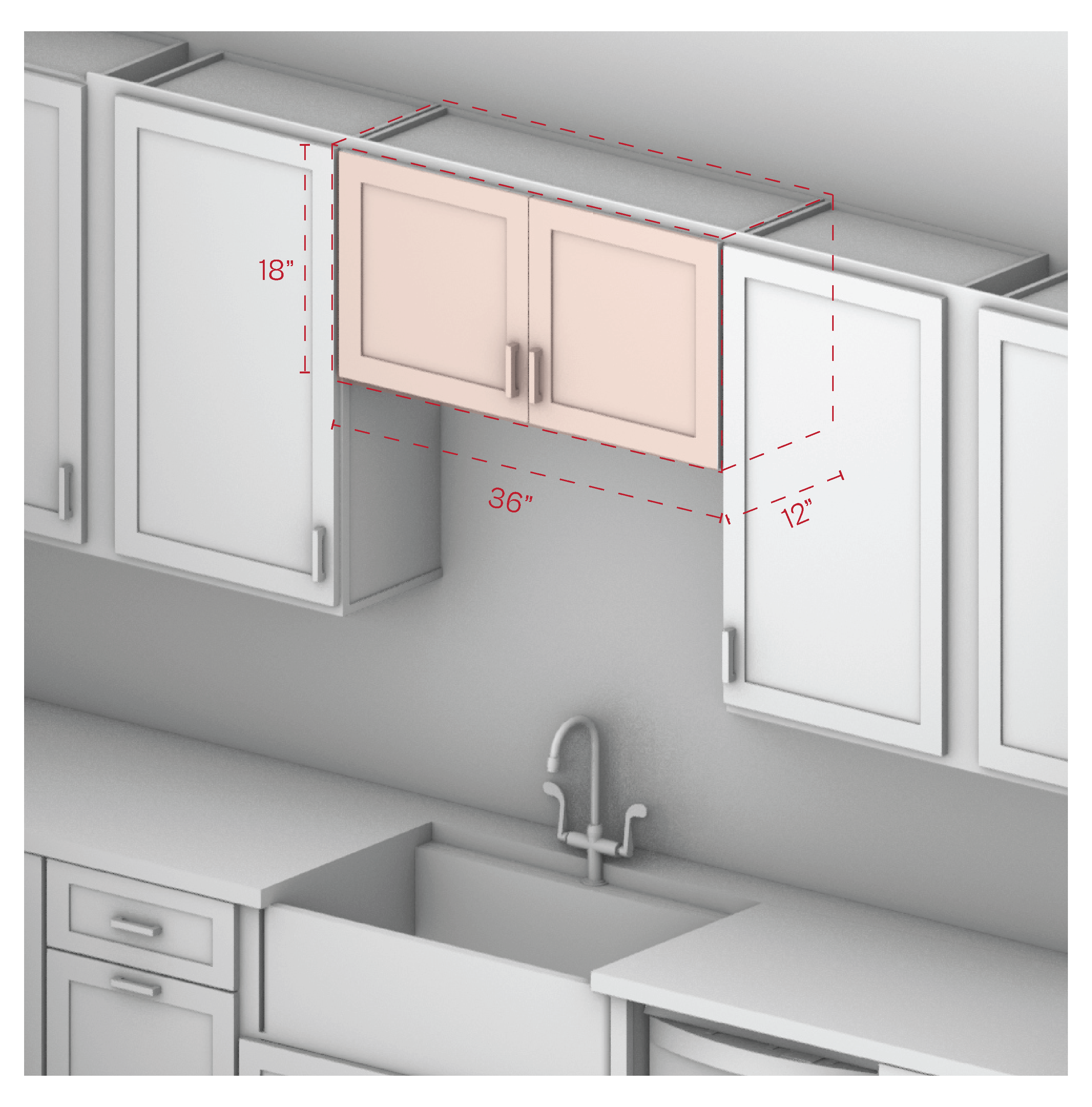 Wall Cabinet 36" Width 18" Height