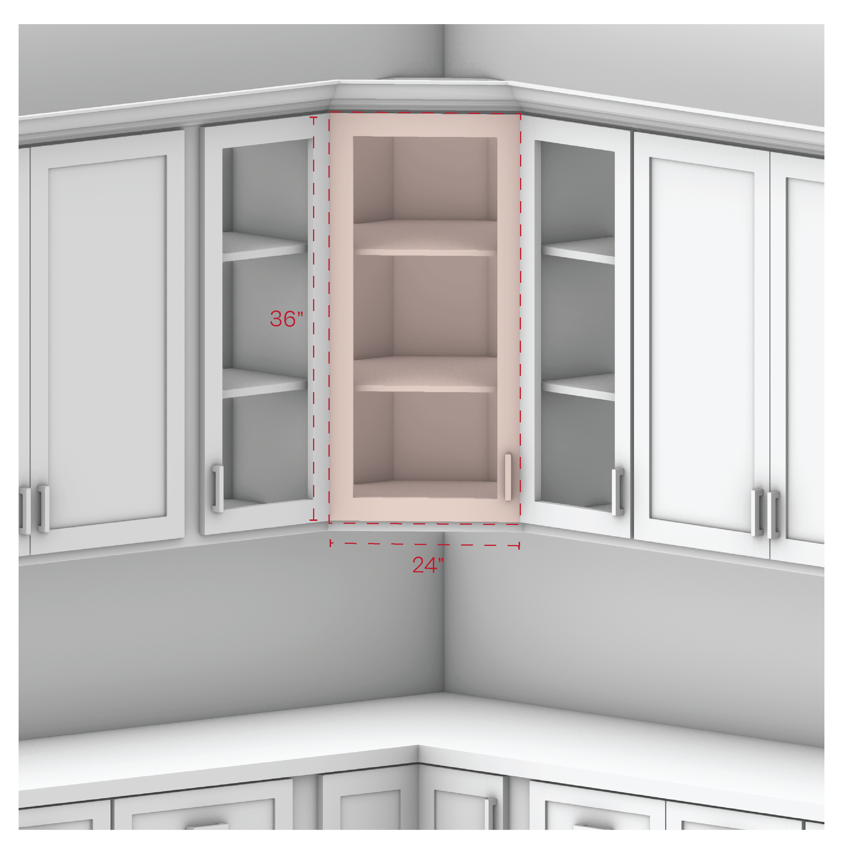 Glass Door Diagonal 36"Height