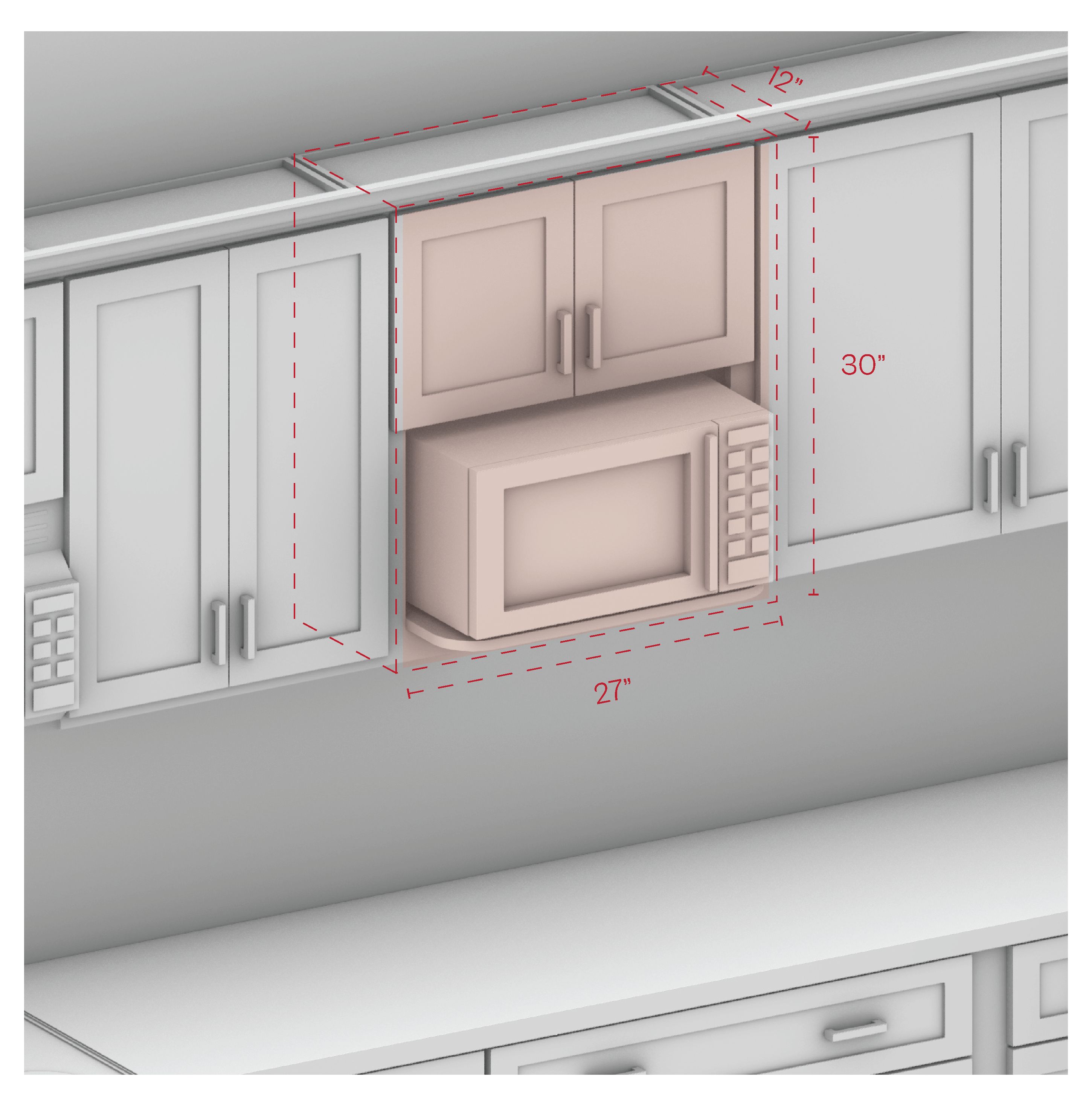 Wall Microwave Cabinet 27" Width 30" Height