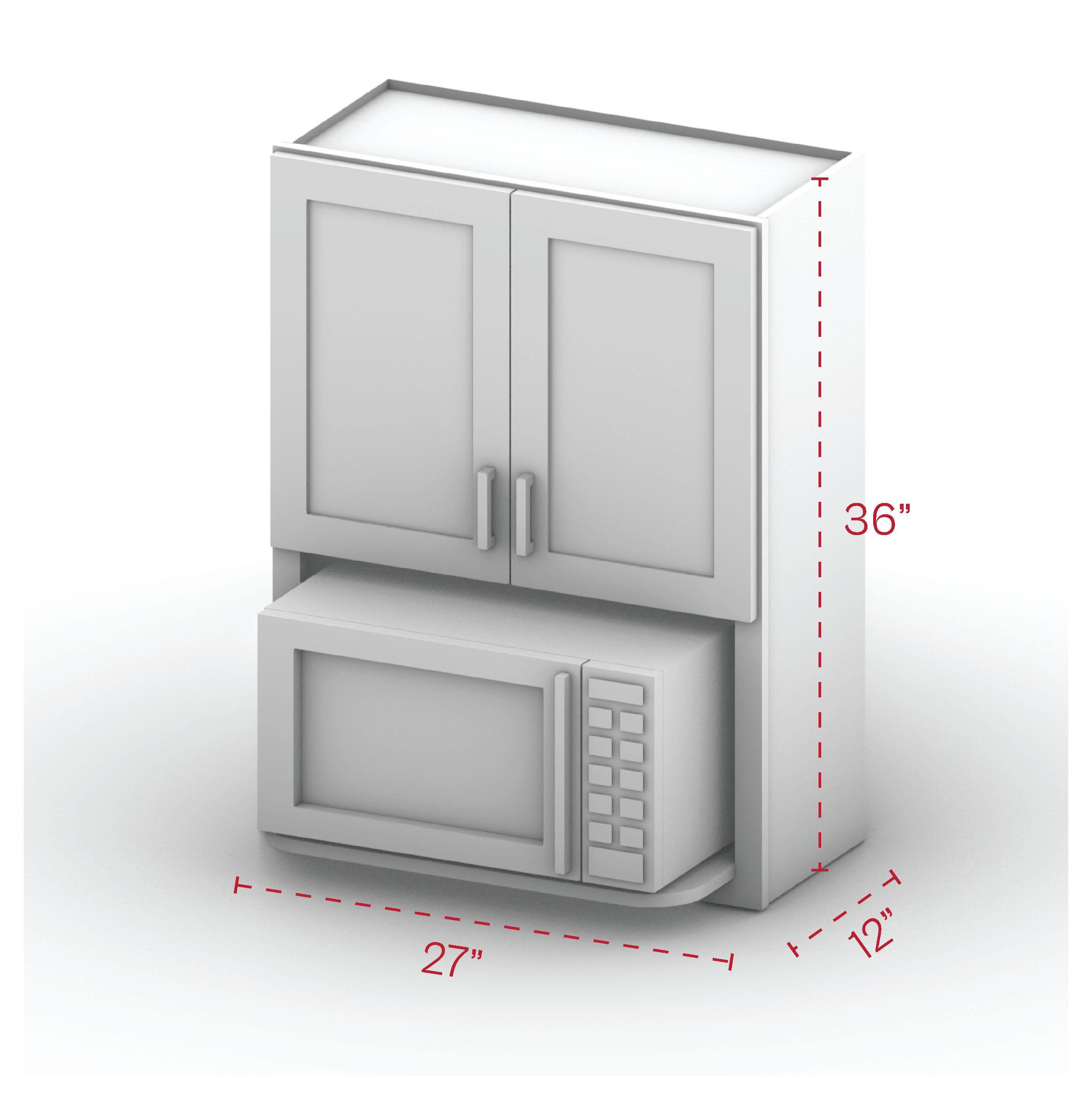 Wall Microwave Cabinet 27" Width 36" Height