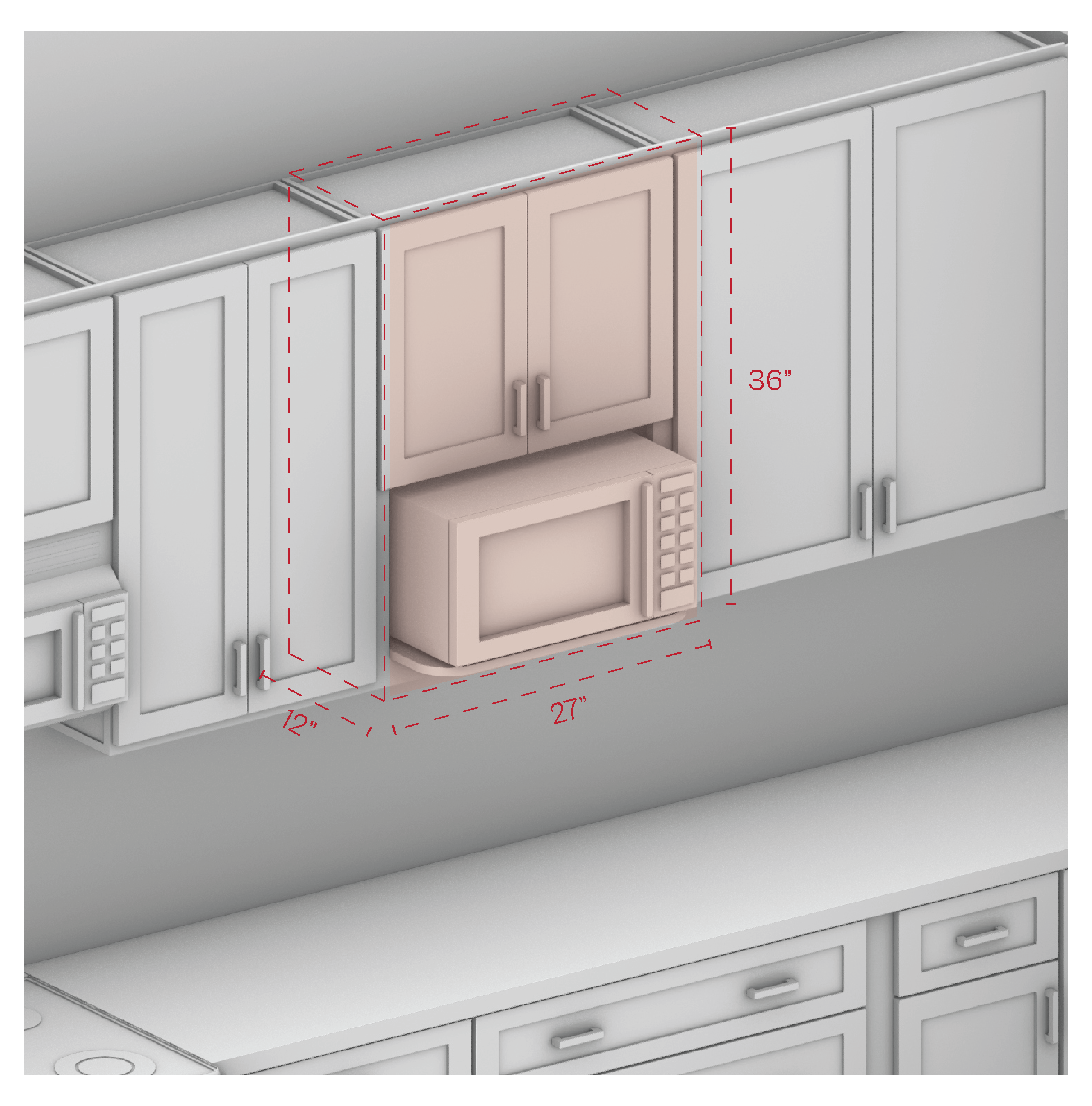 Wall Microwave Cabinet 27" Width 36" Height